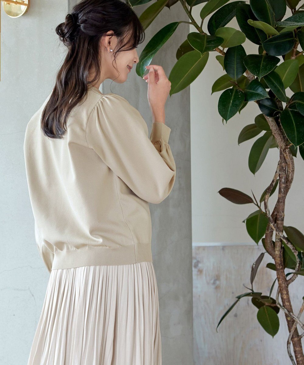 Tiaclasse 【洗える】フラワー刺繍ニットトップス 