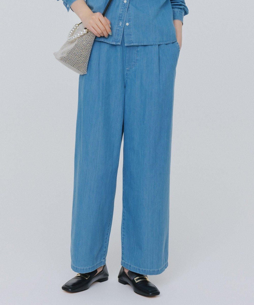 J.PRESS LADIES 【洗える】5ozバージラコンパクト デニム イージーパンツ 