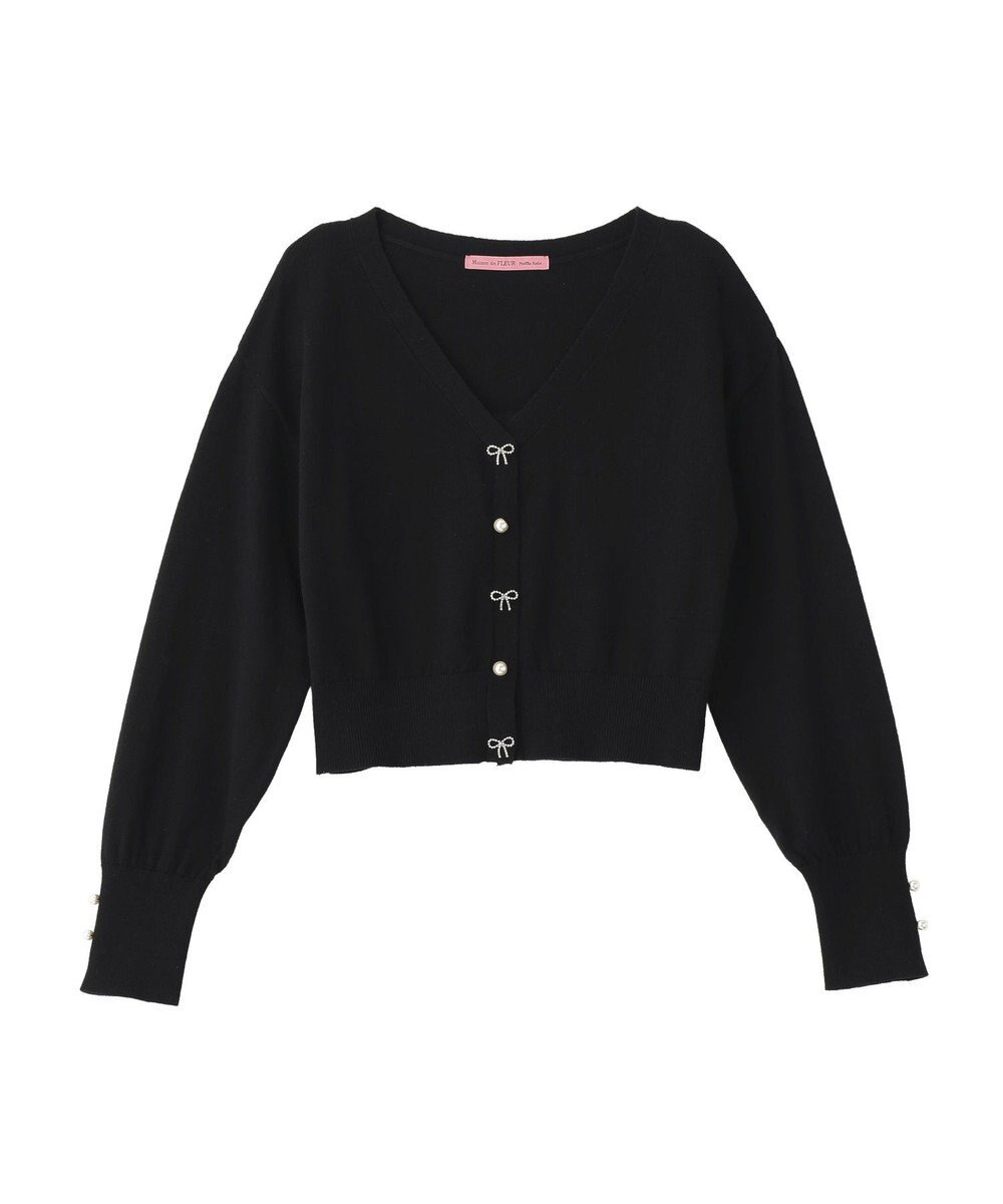 Maison de FLEUR ビジューリボンカーディガン 