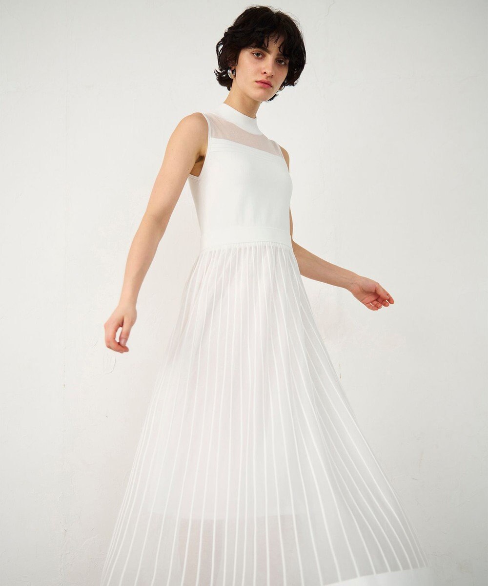 GRACE CONTINENTAL ラメシアープリーツニットワンピース 