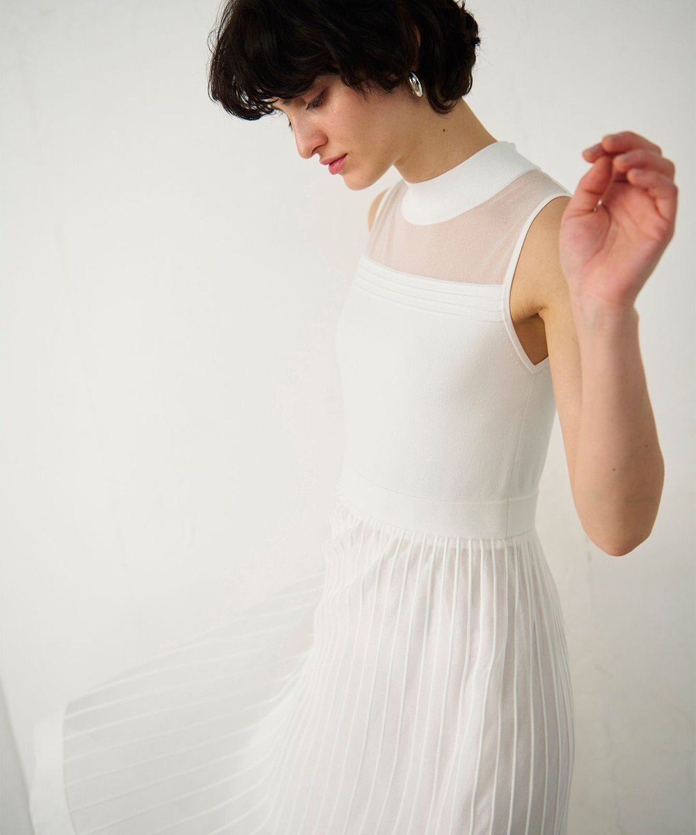 GRACE CONTINENTAL ラメシアープリーツニットワンピース 