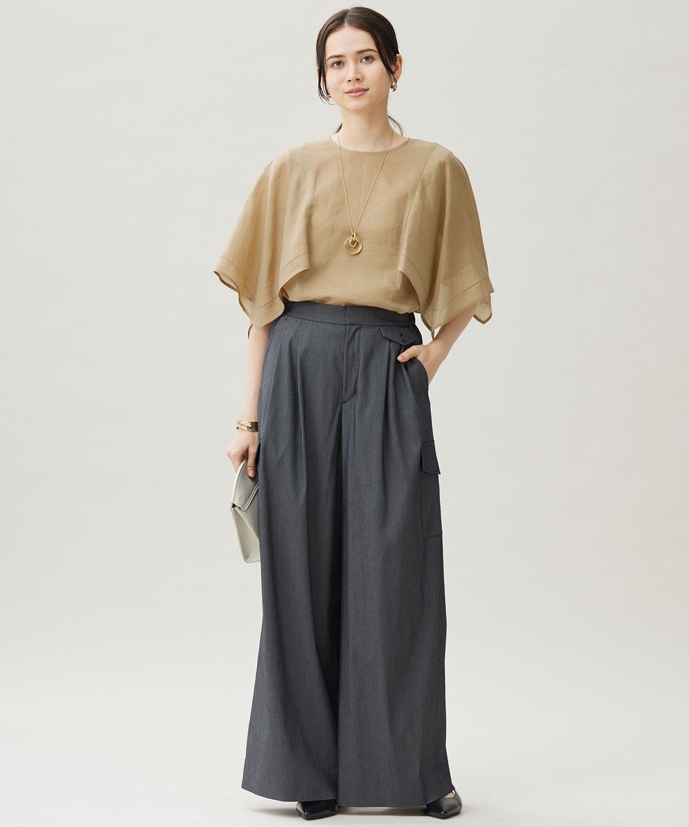 自由区 S 【カタログ掲載・接触冷感・UVカット・洗える】デニムライクボトムフレアワイド パンツ 