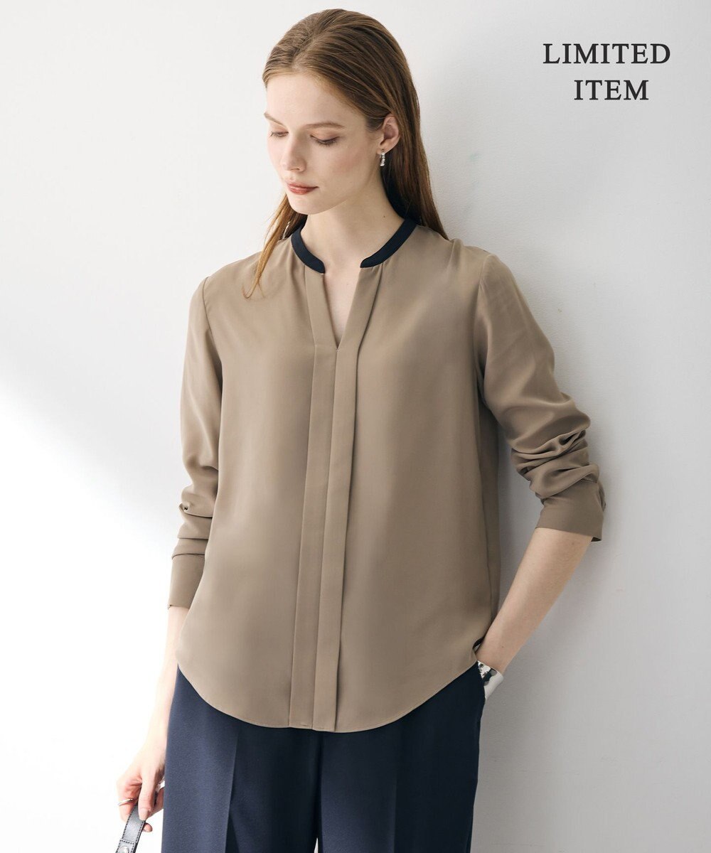 ICB L 【6/12-6/28期間限定・受注生産・WEB限定】BackSatinAmunzen キーネックブラウス 