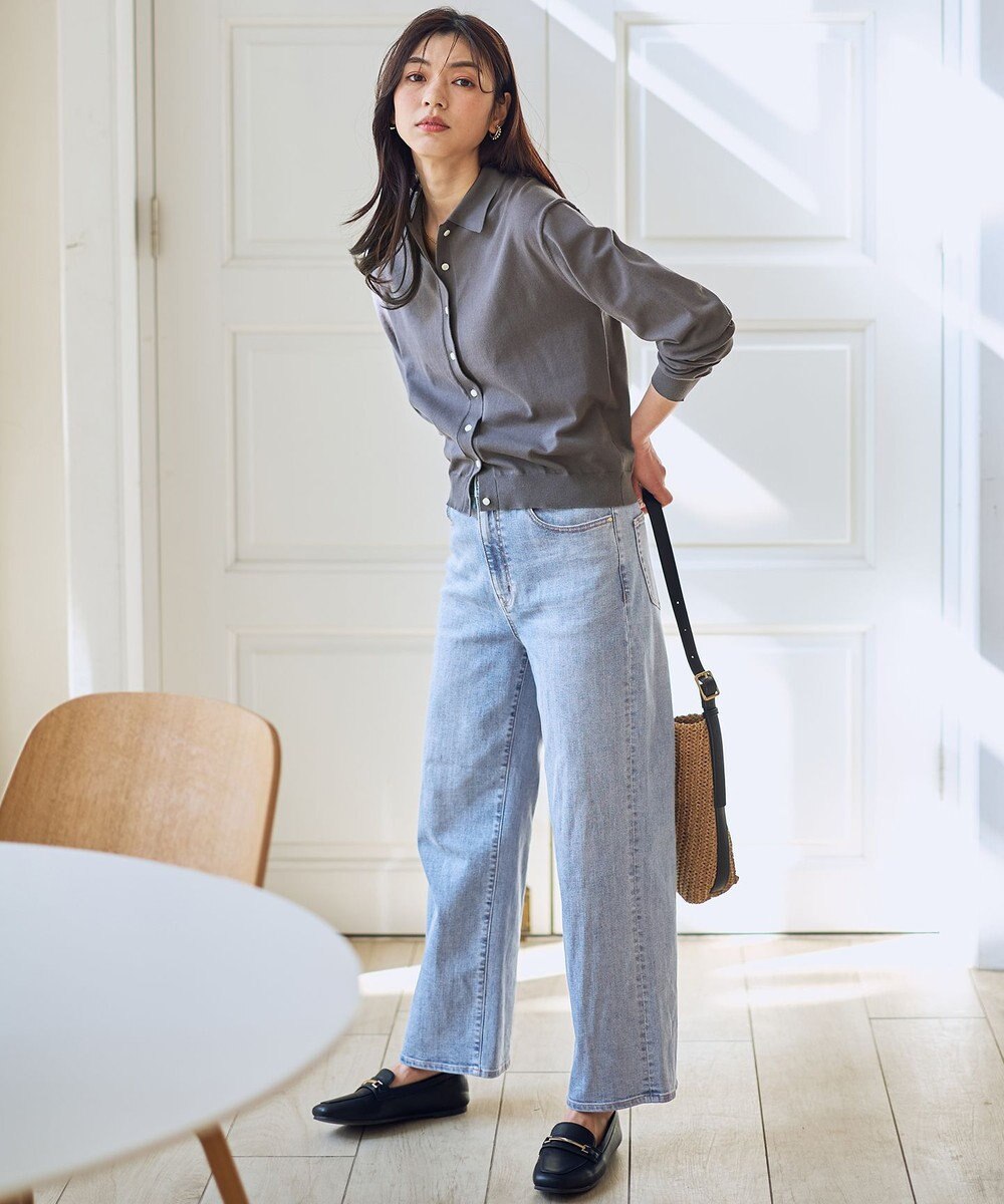 ANY コットンブレンドポロカーデ 