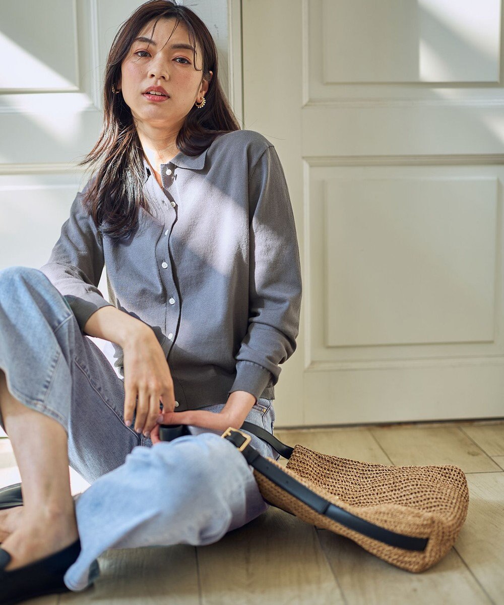 ANY コットンブレンドポロカーデ 