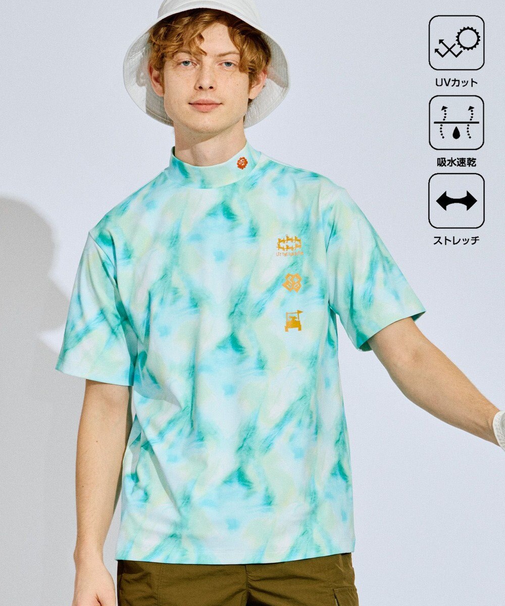 PW CIRCULUS 【吸水速乾 / UV遮蔽率99.5%  UVカット / ストレッチ】【MEN】タイダイ柄モックネックT ゴルフ 