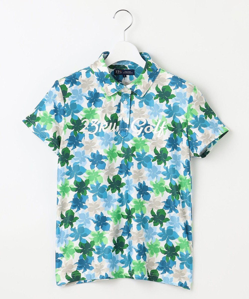 23区GOLF 【WOMEN】【UVカット】草花柄プリントポロシャツ 