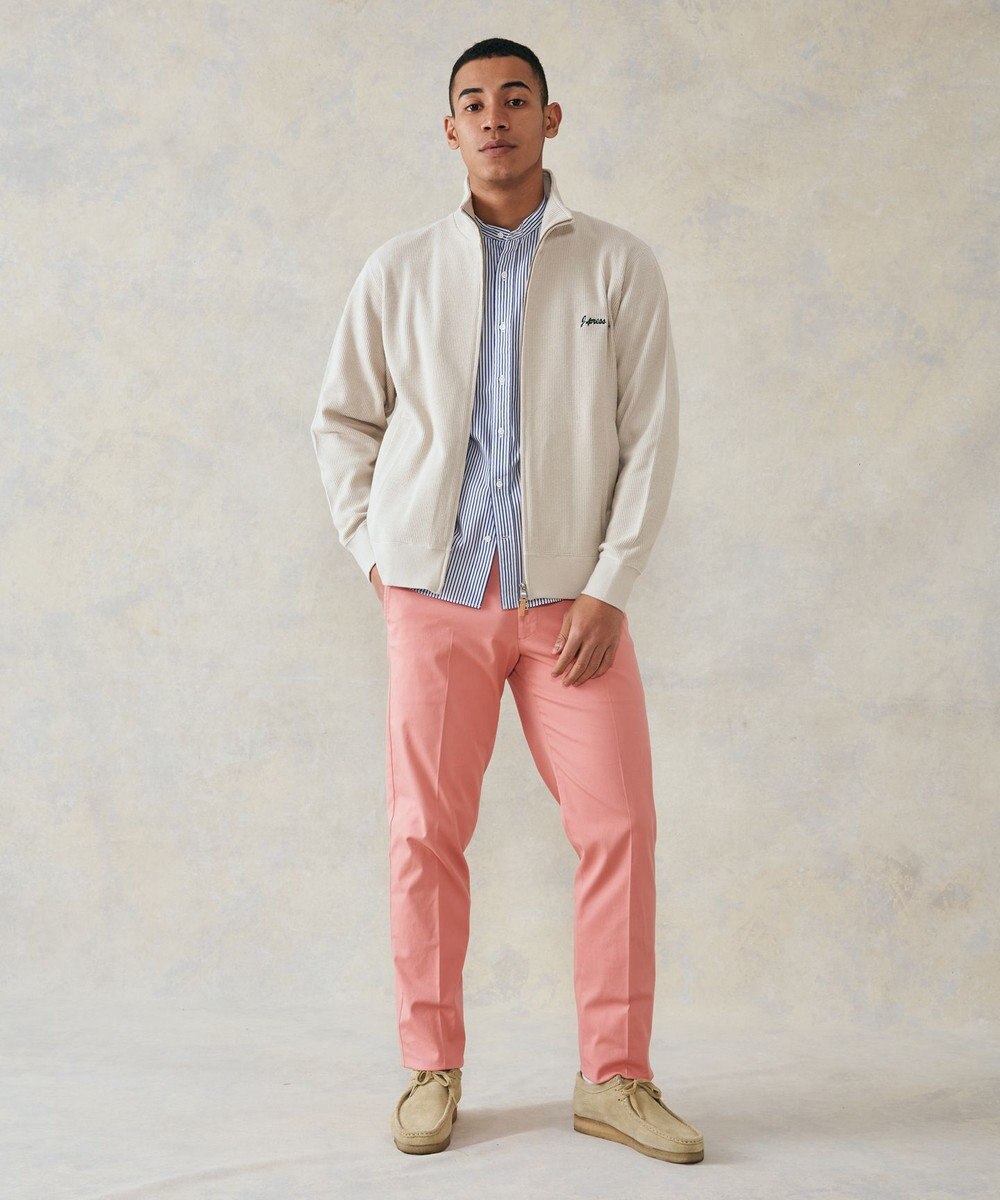 J.PRESS MEN ポプリンマルチストライプ バンドカラーシャツ 