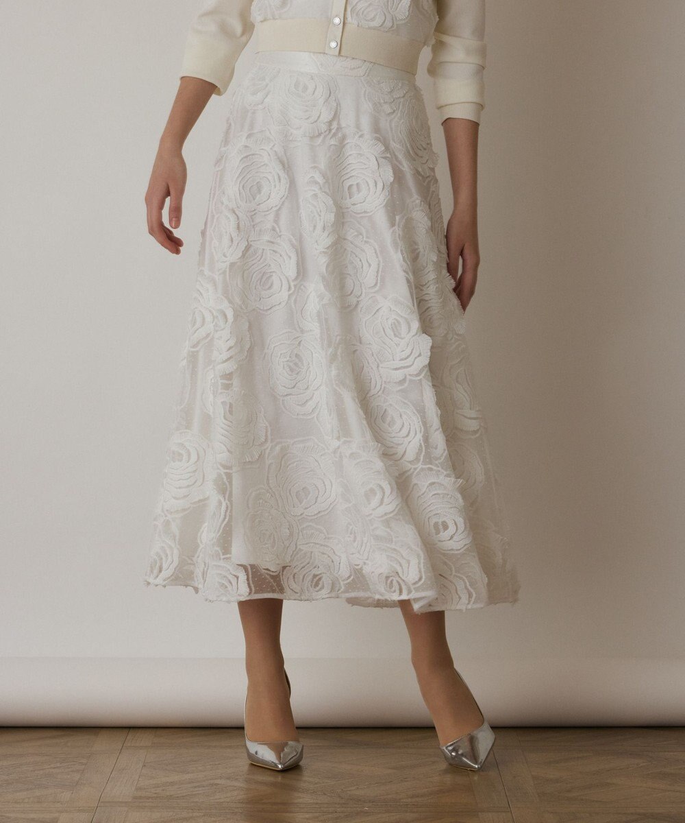 GRACE CONTINENTAL ローズ刺繍フレアスカート 