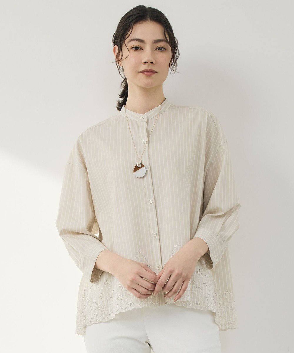 自由区 エンブロイダリーブロードバンドカラー ブラウス 