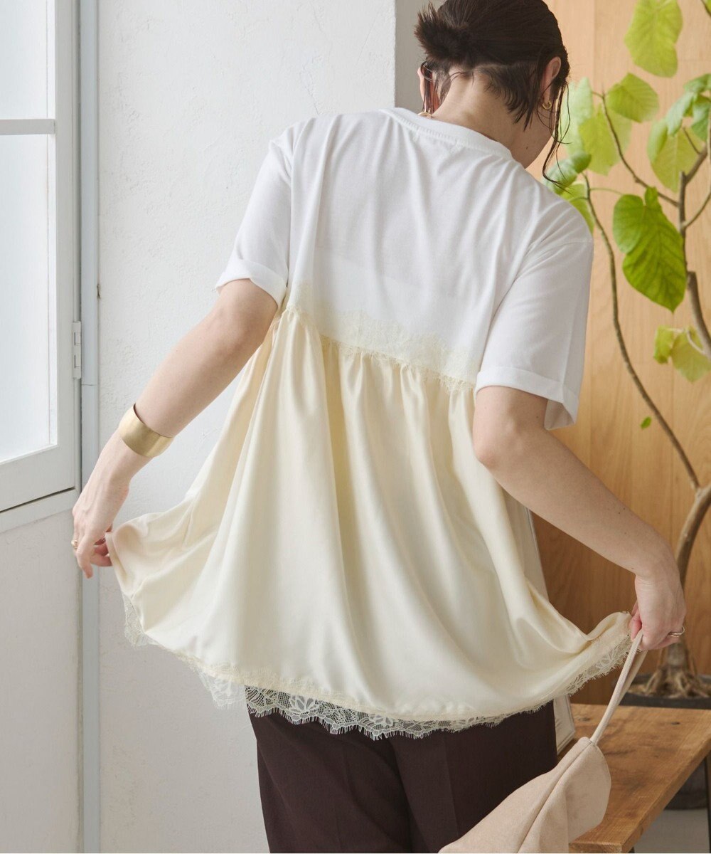 WEGO 【ANGIE VINTAGE】サテンレースドッキングレイヤードトップス 