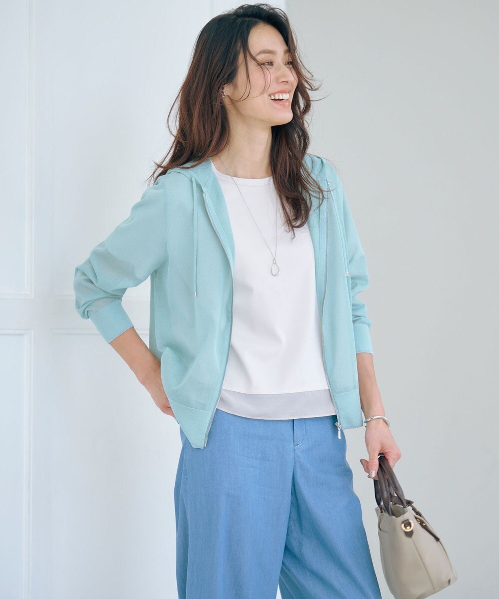 J.PRESS LADIES 【WEB限定カラーあり・洗える】コットンスムース シアーデザイン カットソー 