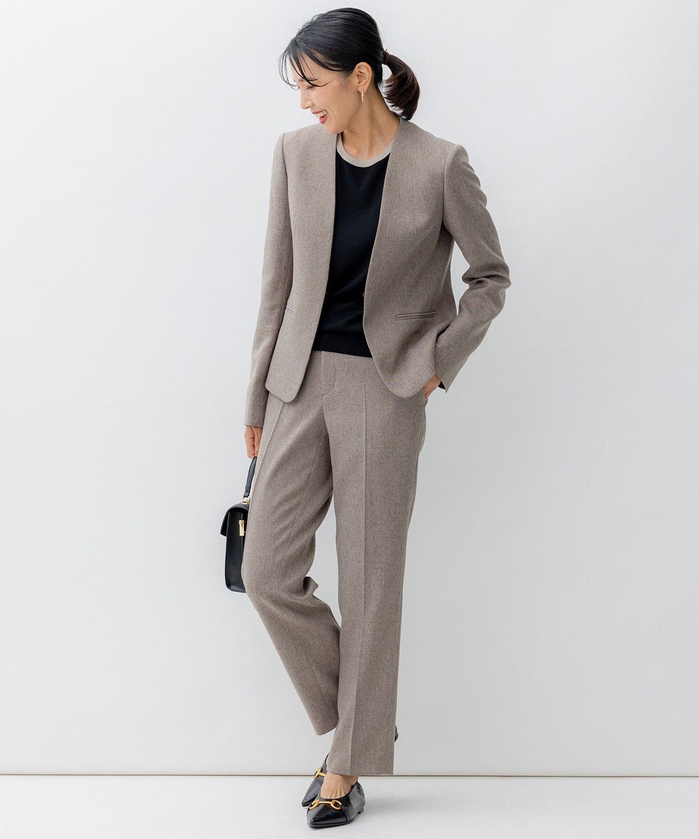 23区 S 【洗える】ウールライクカルゼ ノーカラー ジャケット 