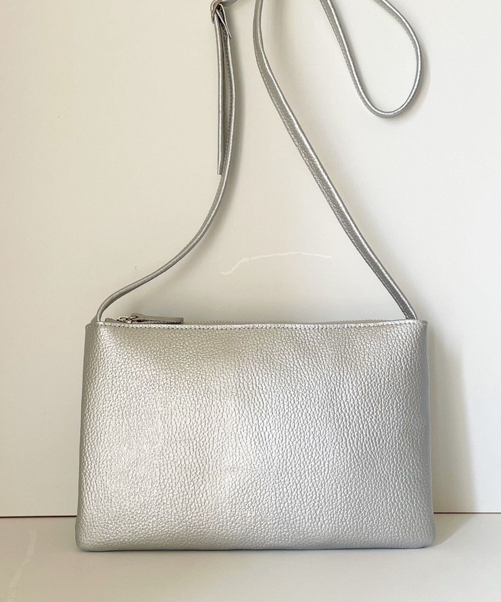 Hekhèr Le Style de Vie 新素材・新色追加【日本製】シュリンクレザー スクエアショルダーバッグ シルバー 