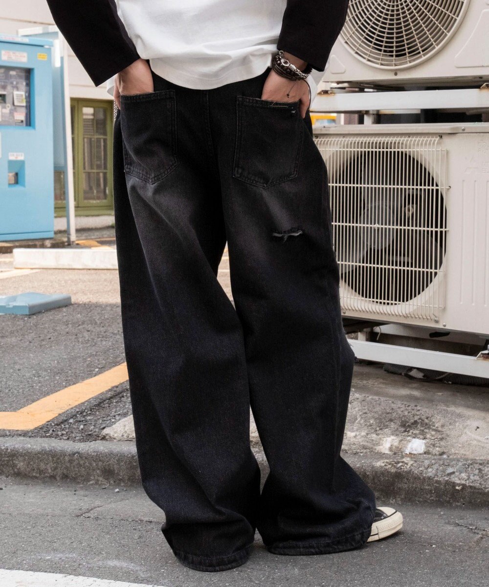 WEGO スーパーバギーダメージデニムパンツ 
