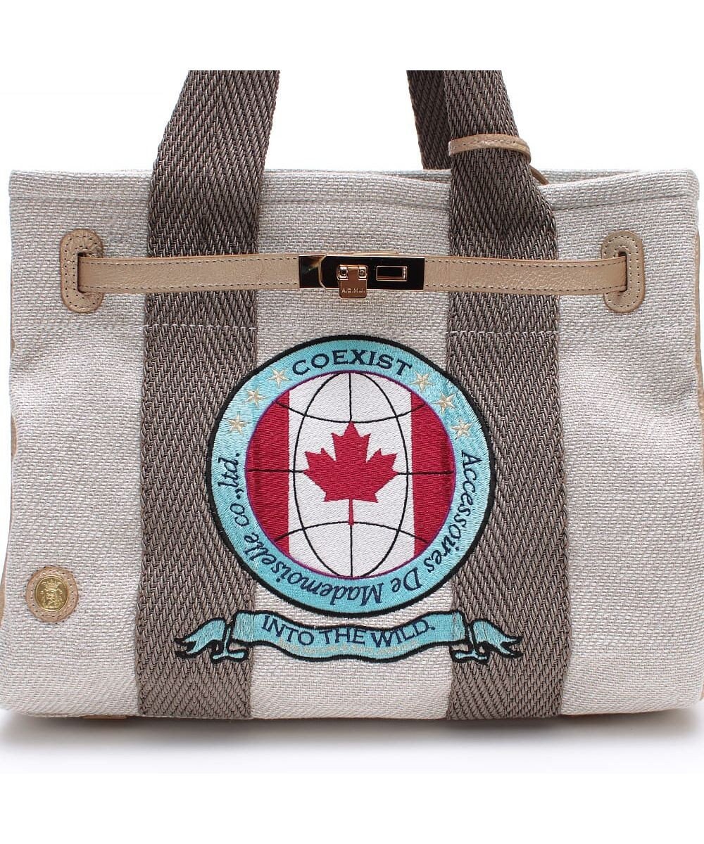 A.D.M.J. リネンラメクロス/前金具付トート32cm(Dカン＋) 