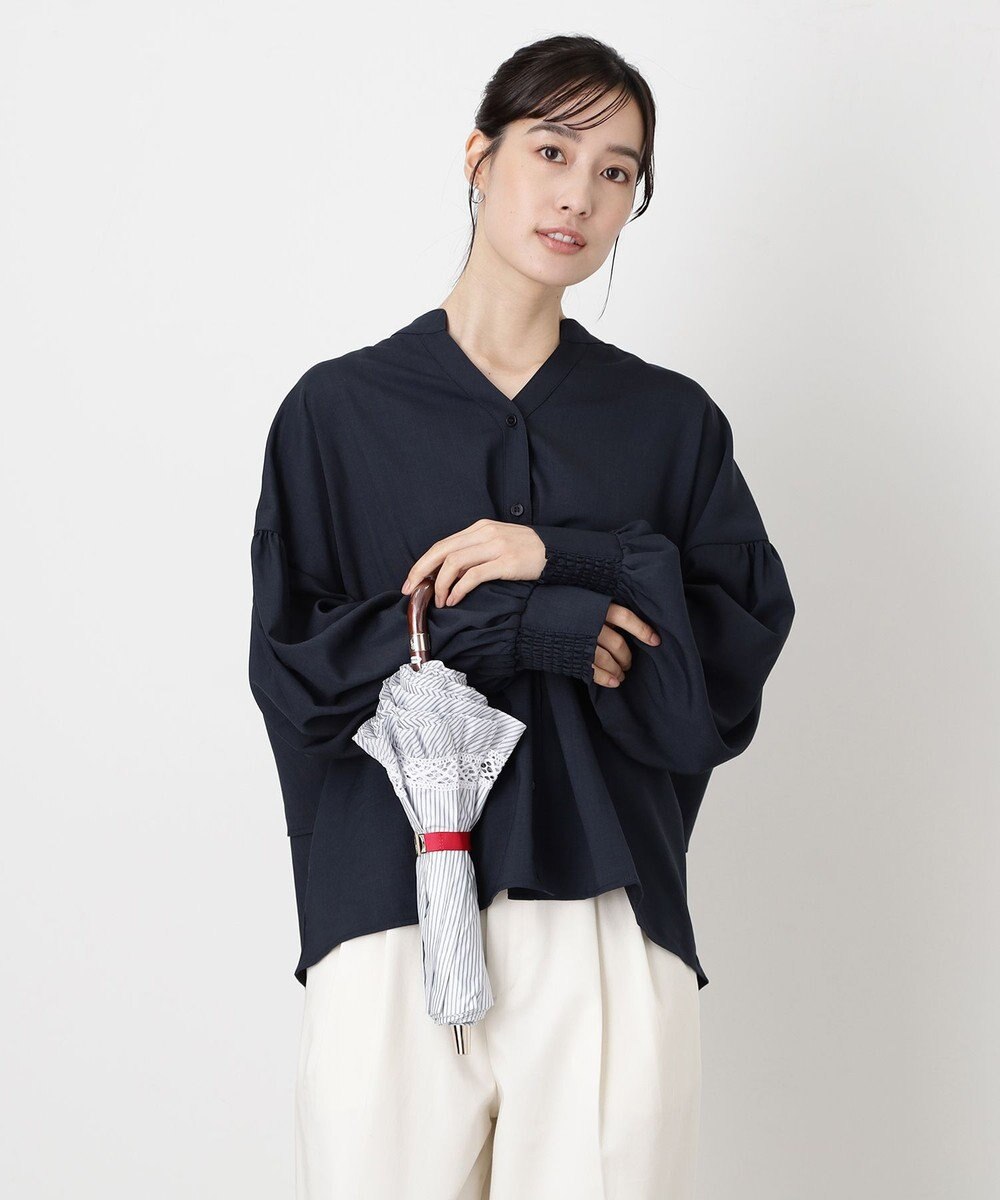 MOONBAT 【遮光/晴雨兼用日傘】POLO RALPH LAUREN(ポロ ラルフローレン) ストライプフリル 折りたたみ傘 楽折 遮熱 UV 