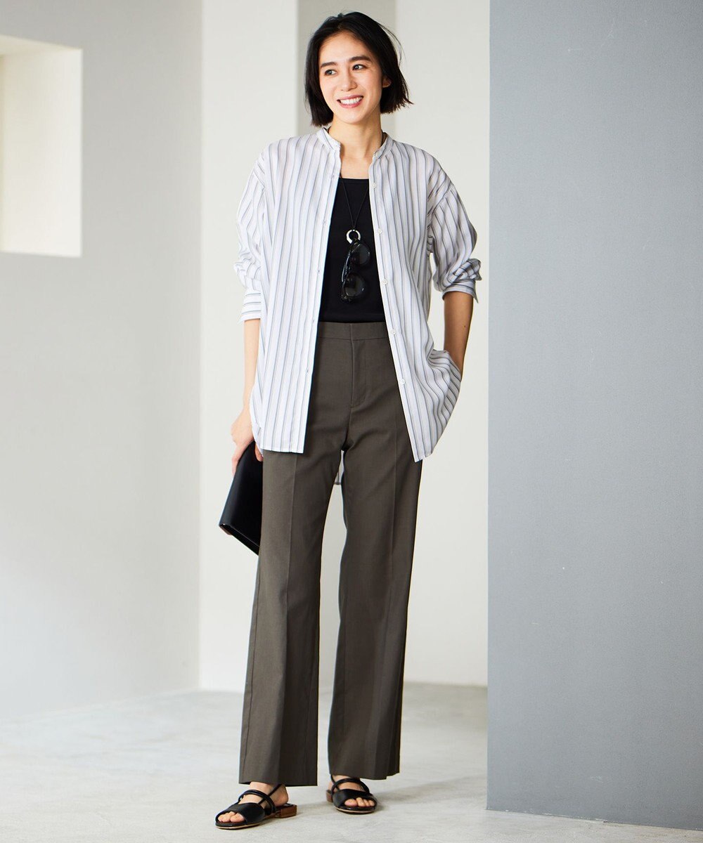 自由区 【洗える】SOMELOSテンセルバンドカラー シャツ 