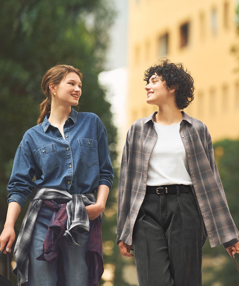 ANY L オンブレーチェックオーバーシャツ 