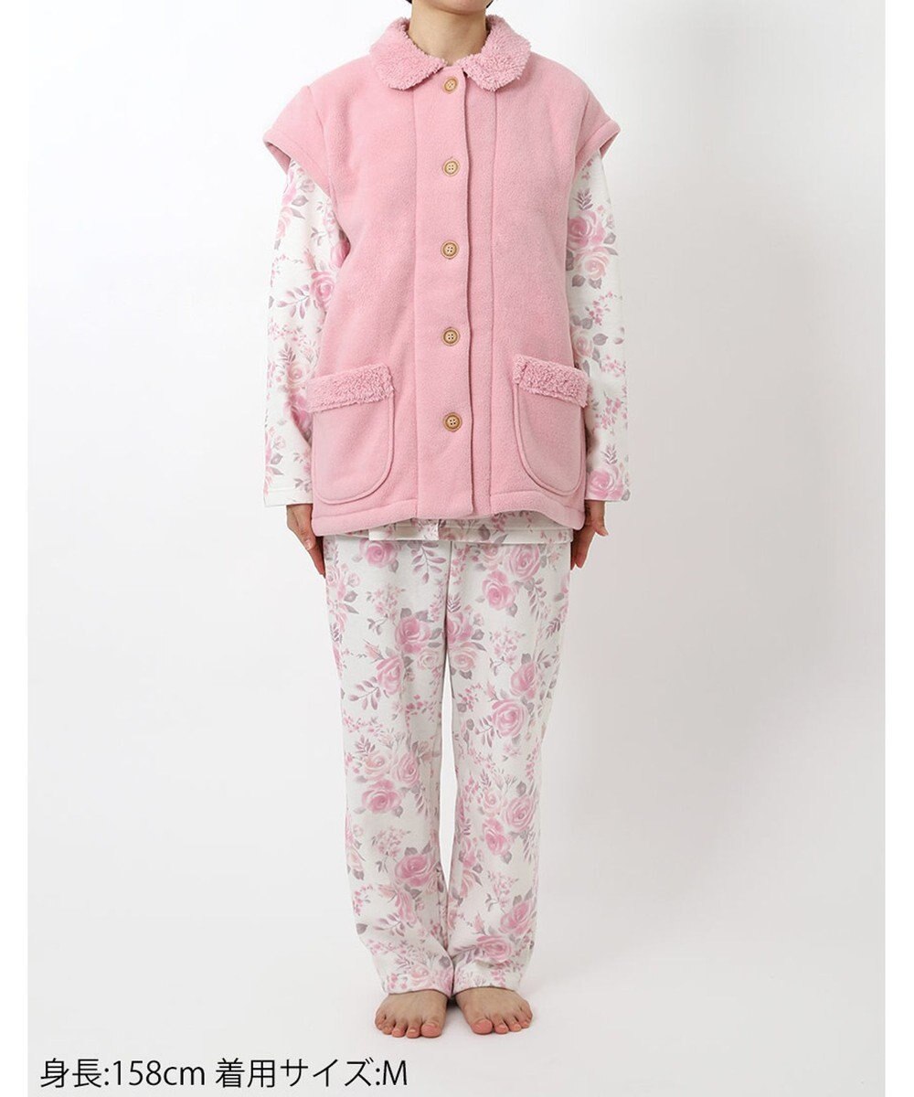 Wing ベスト 3分袖 ショート丈(腰付近) フリース素材 ボア使用(裏側) 保温性 あたたかい 前開きタイプ レディース EX2070 ウイング／ワコール 