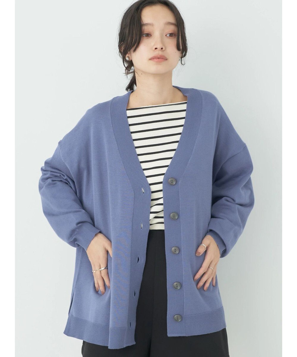 earth music&ecology サイドスリットルーズＶネックカーディガン 