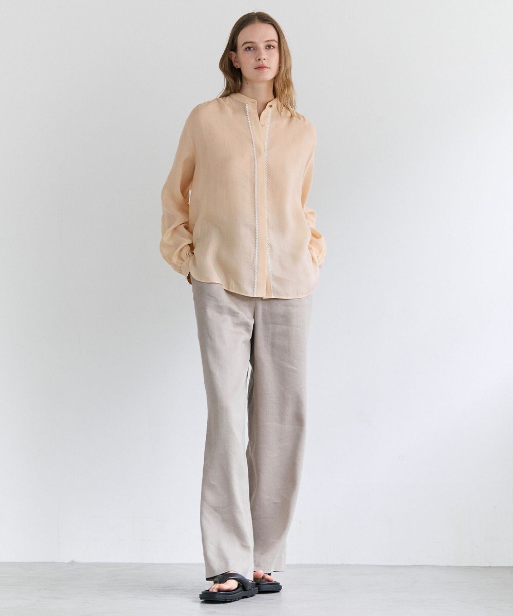 BEIGE， PAULINE / リネンヴィスコースレースブラウス 