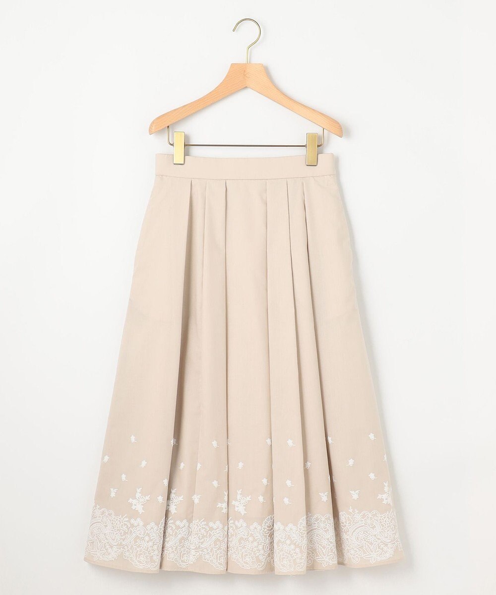 組曲 レースパネルプリント タックフレアスカート 