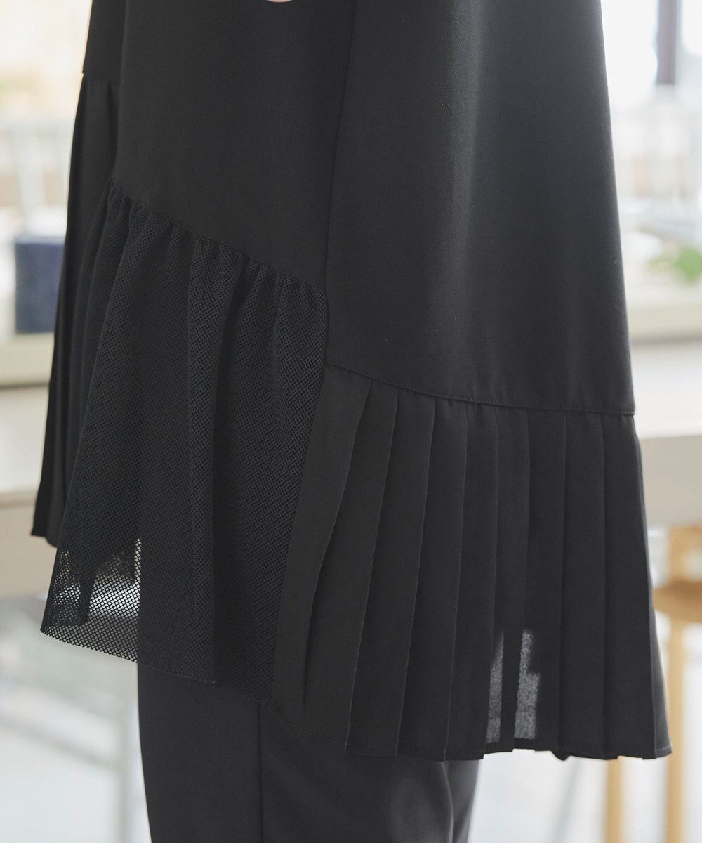 Tiaclasse 【洗える】   メッシュプリーツドッキングプルオーバー 