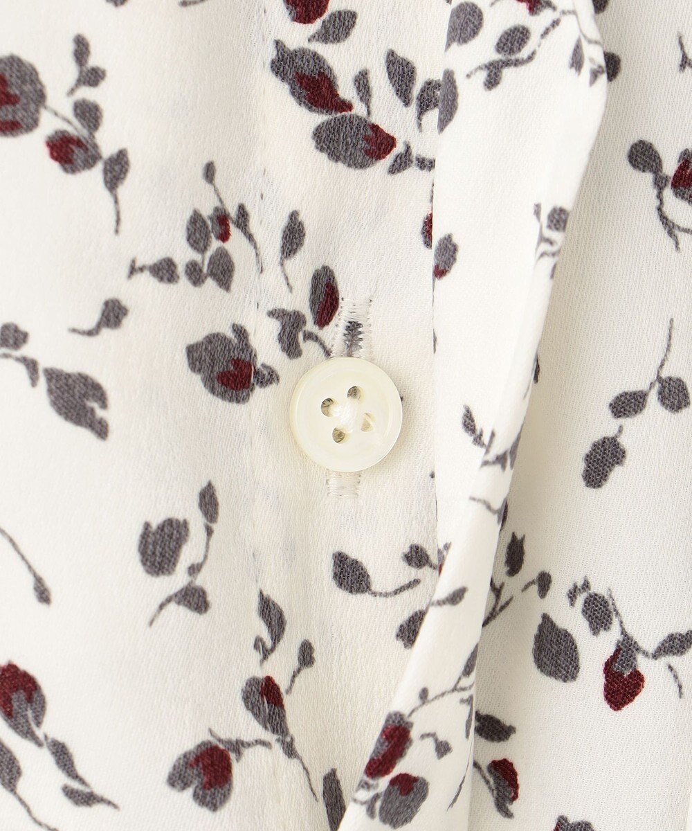 J.PRESS LADIES L 【洗える】ピーチサテン フラワープリント ボウタイ ブラウス 