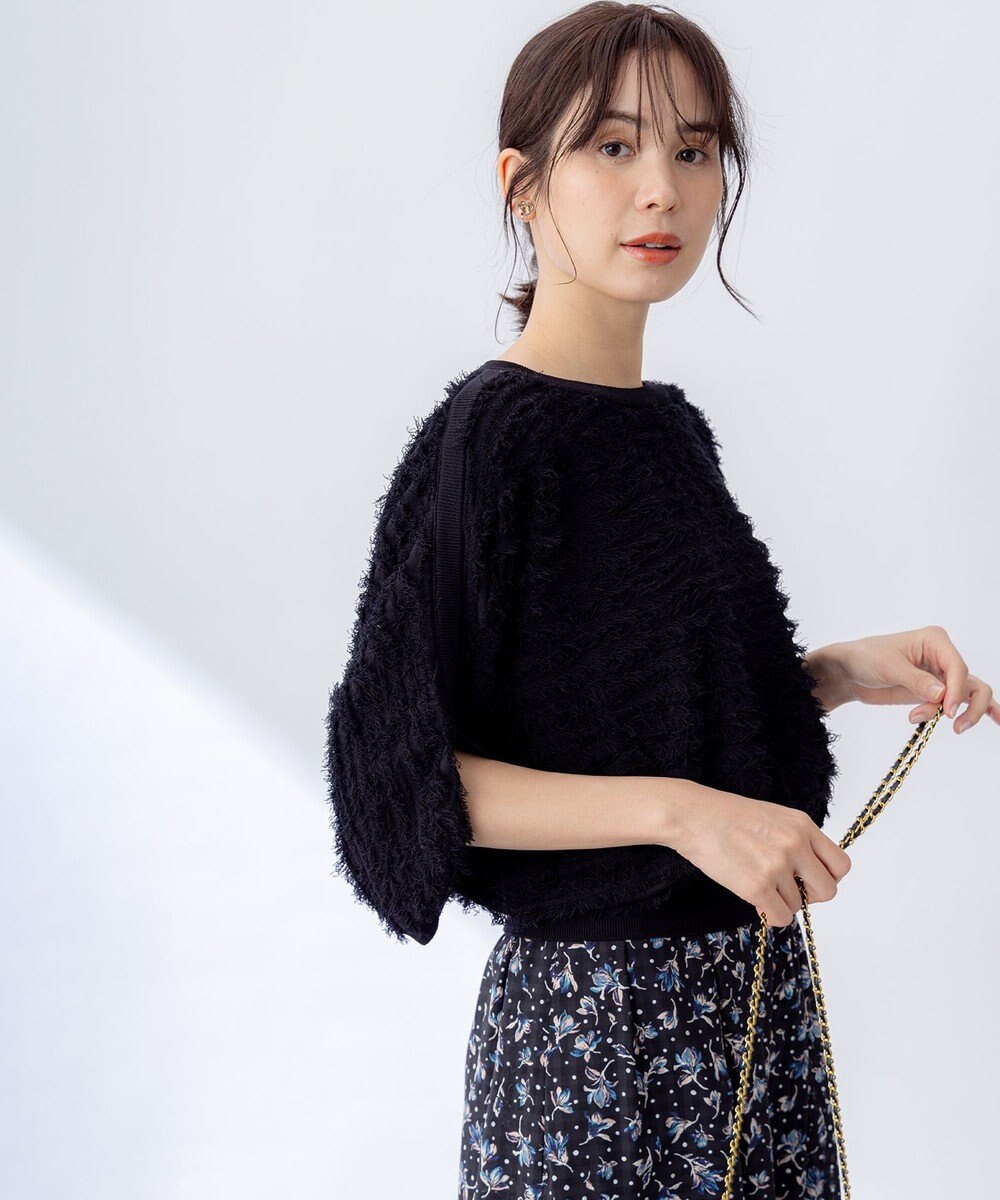 組曲 【WEB限定】カットジャガードドルマンスリーブ ニット 