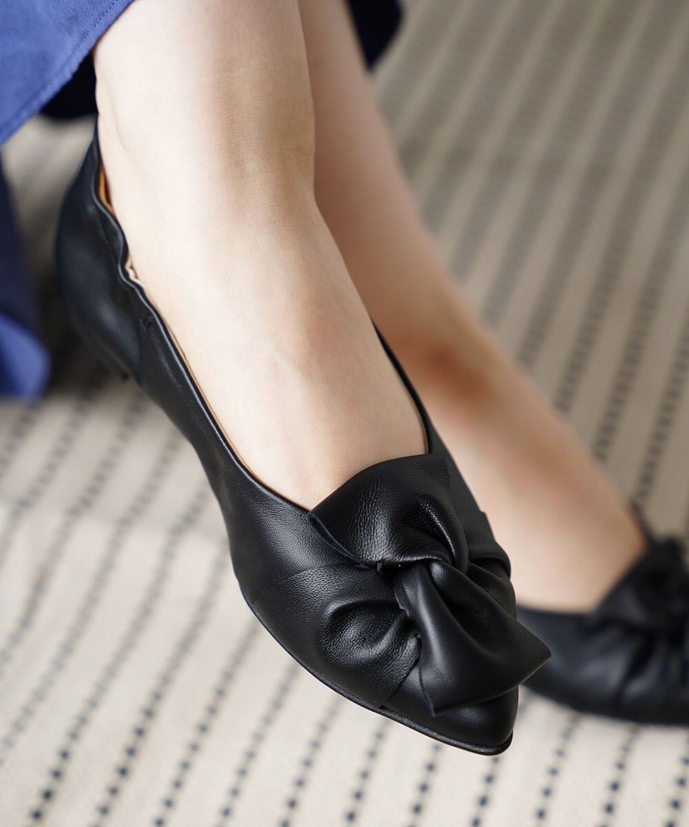 nouvelleRobe Oū 新色追加【本革・高反発】Butterfly knot ポインテッドトゥ パンプス 