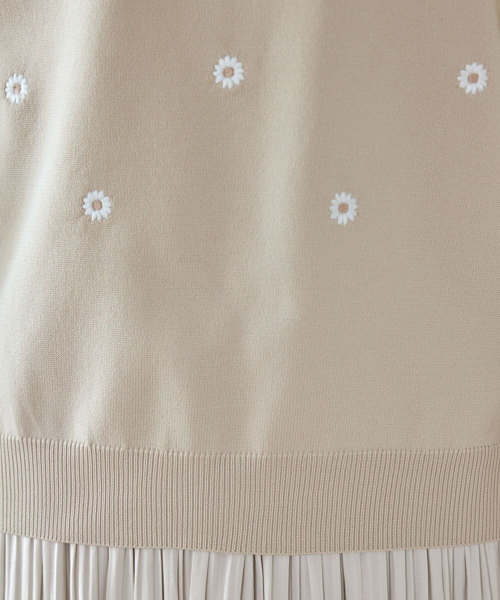 Tiaclasse 【洗える】フラワー刺繍ニットトップス 