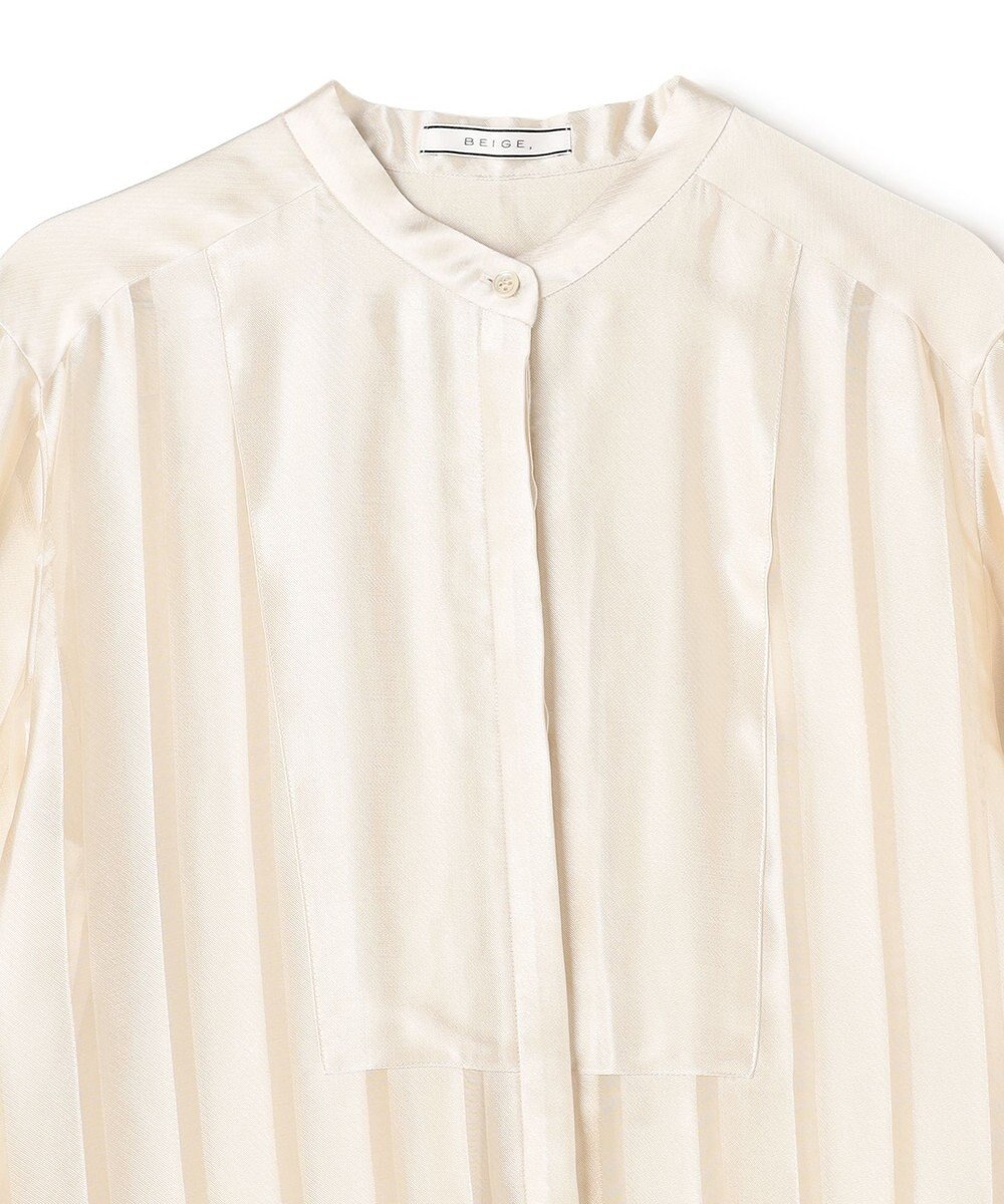 BEIGE， HAUYNITE / シアーストライプバンドカラーブラウス 