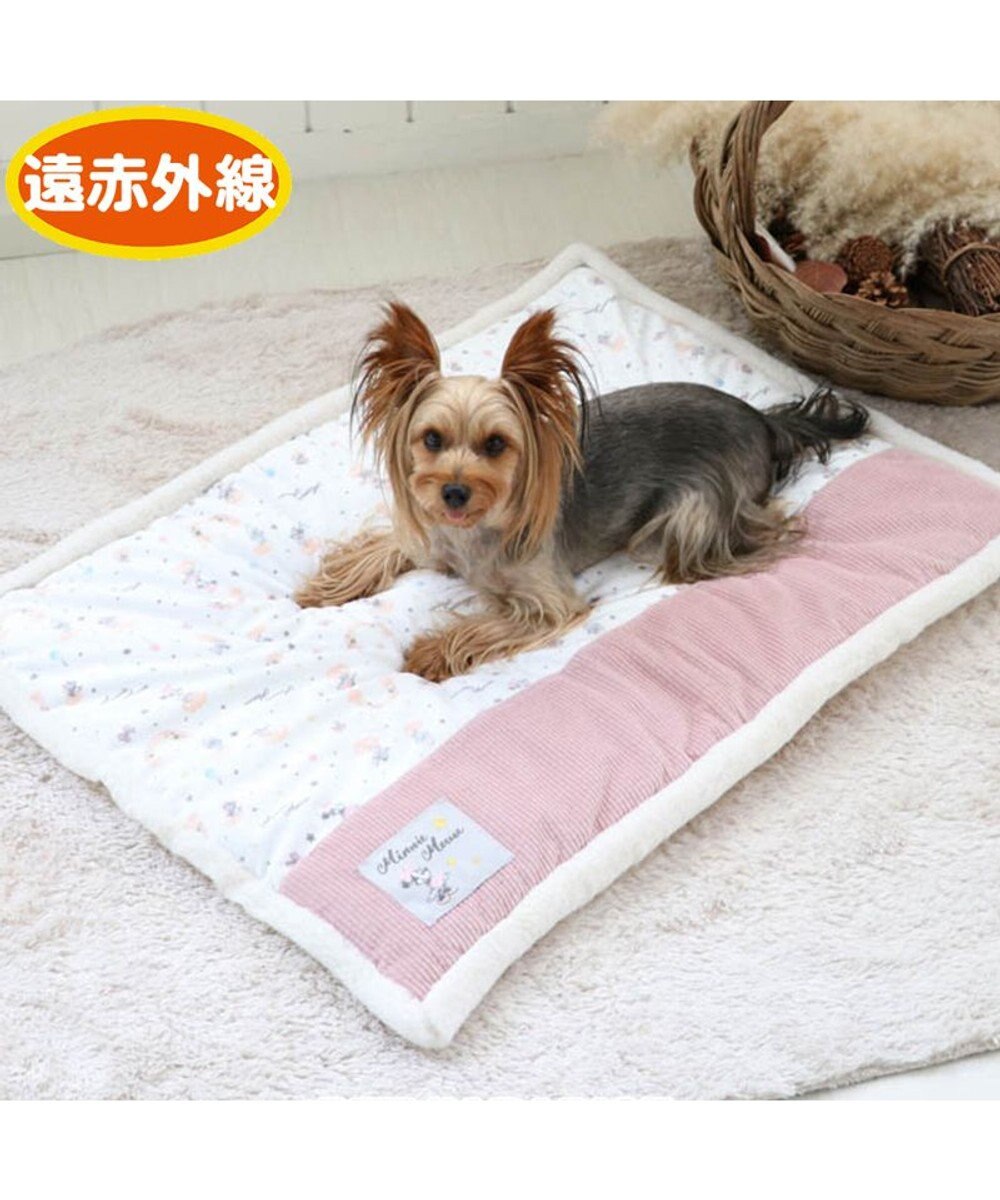 PET PARADISE 犬 マット 遠赤外線 ディズニー ミニーマウス ボアマット (80×60cm) プレイフル柄 犬 猫 ベッド 小型犬 おしゃれ かわいい ピンク（淡）