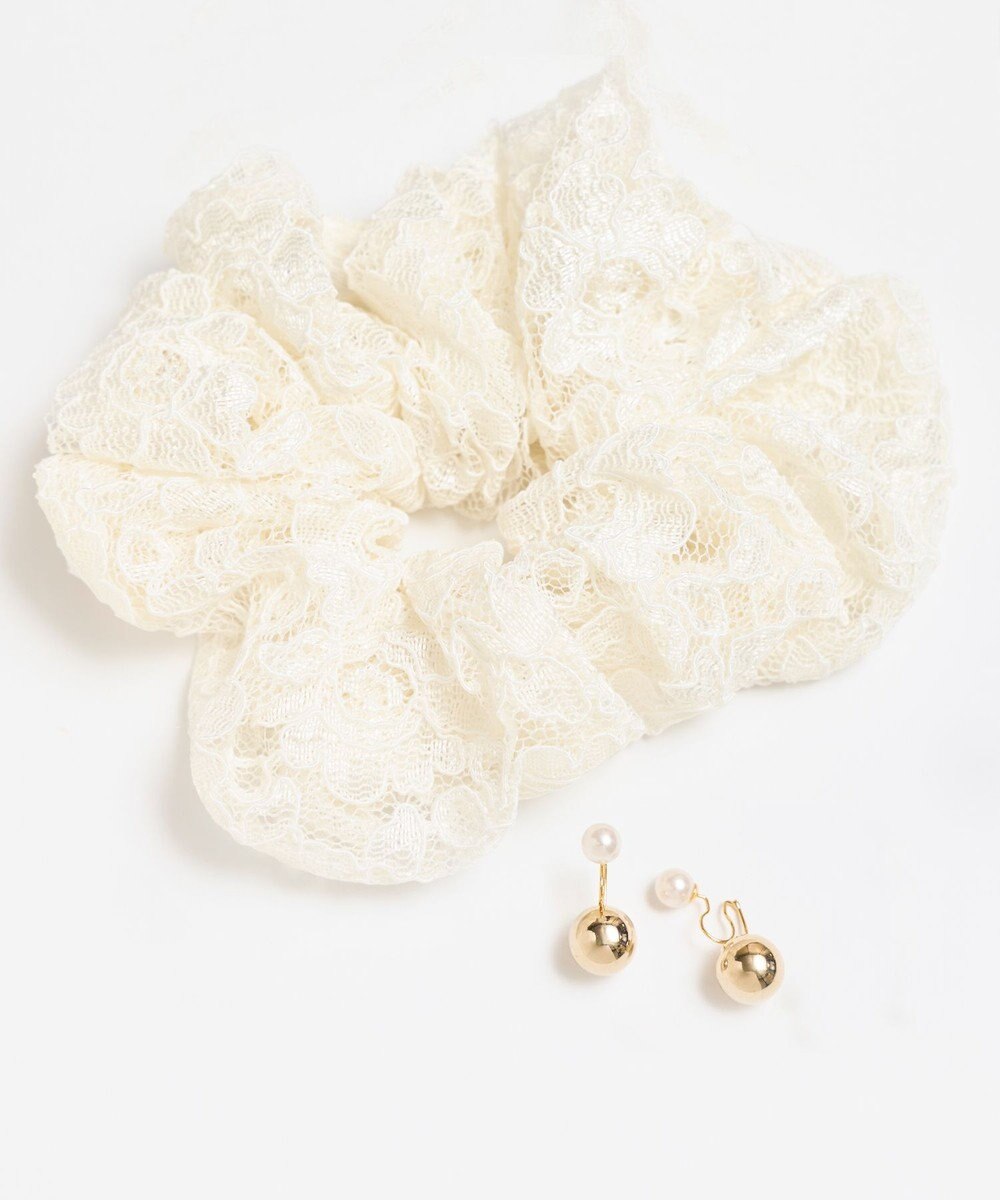 Phoebe <オンワード限定セット>ガーリッシュレースシュシュ×バックモチーフイヤリング 