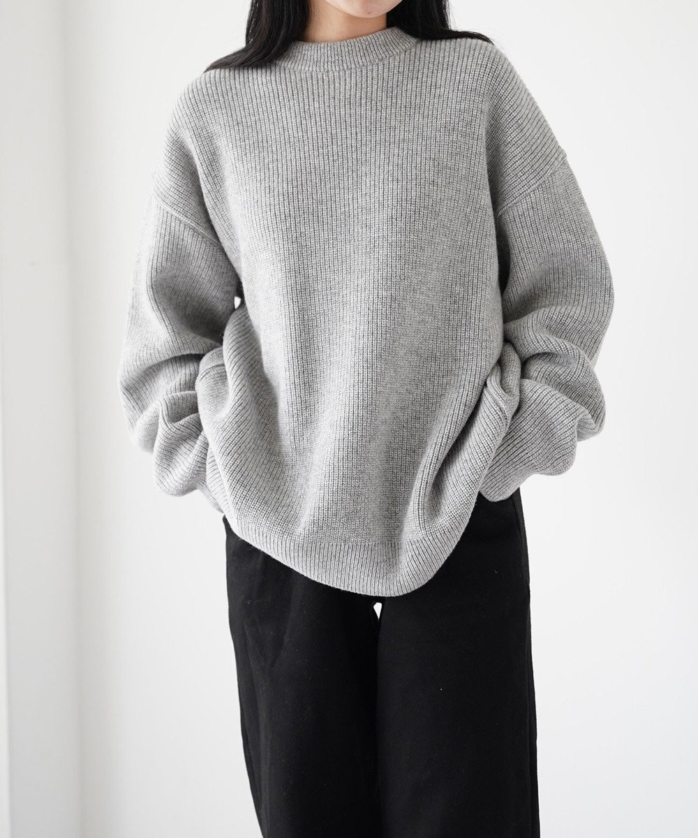 UNISEX】WASHI&COOMA LAMBS RIB KNIT CREWNECK セーター / WHITE MAILS