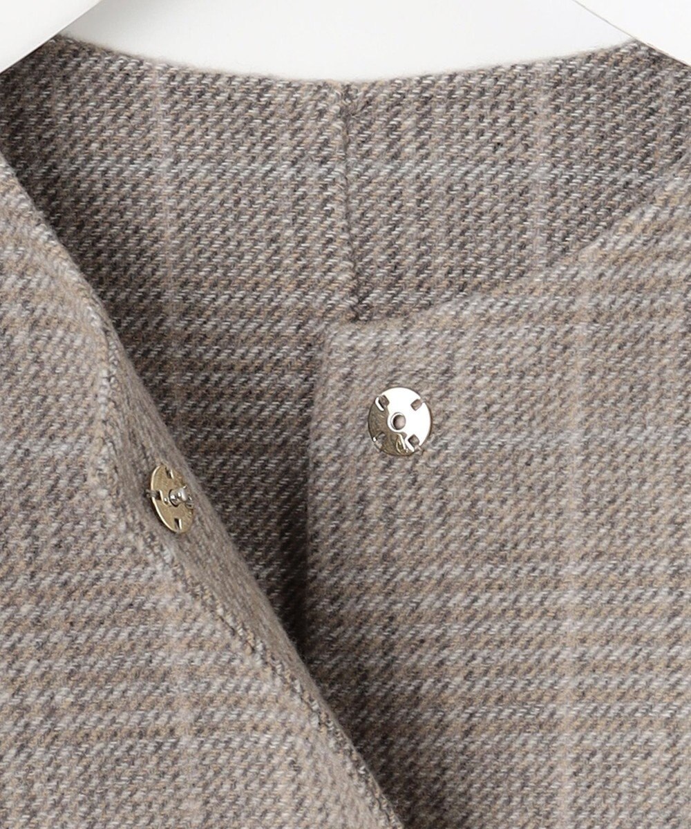 自由区 L 【17号サイズまで展開・カタログ掲載】ウールリバーチェック柄ノーカラー コート 