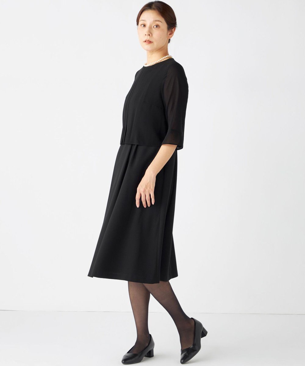 組曲 NOIR 【洗える】ウォッシャブルストレッチバックサテン ジャケット＋ワンピース 