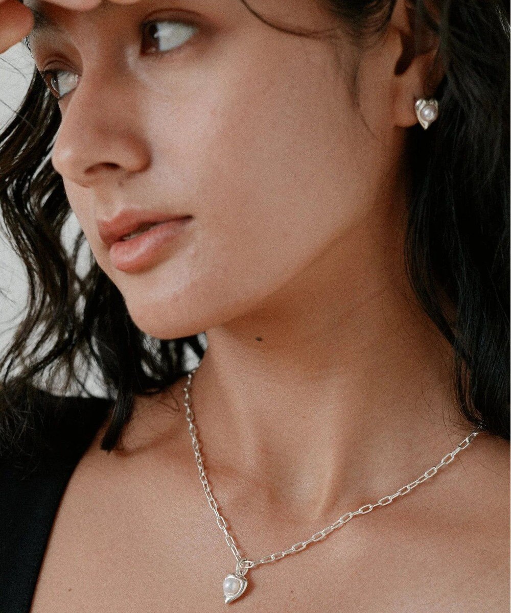 yoaa シルバー925 ハートピンクアコヤパールピアス 