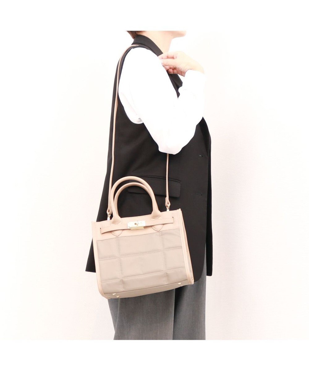 UNBILLION ペルケ perche / ナイロンキルト×クロコ型押し牛革2wayトートバッグS 