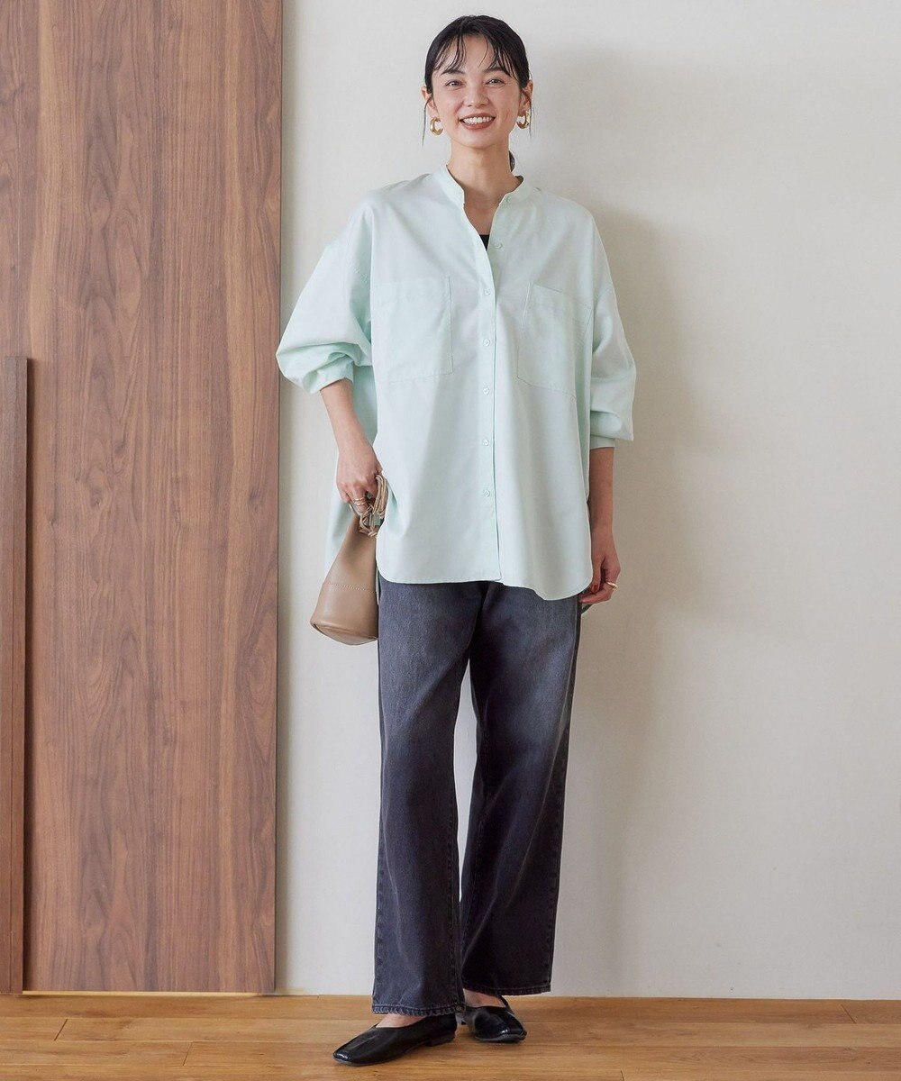 AMERICAN HOLIC イージーケアバンドカラーＷポケットロングシャツ 