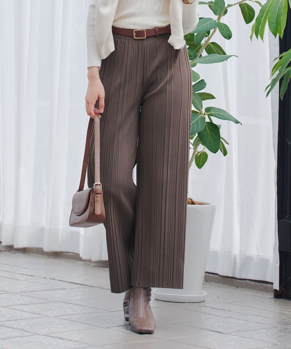 Tiaclasse 裏起毛ボックスプリーツパンツ 