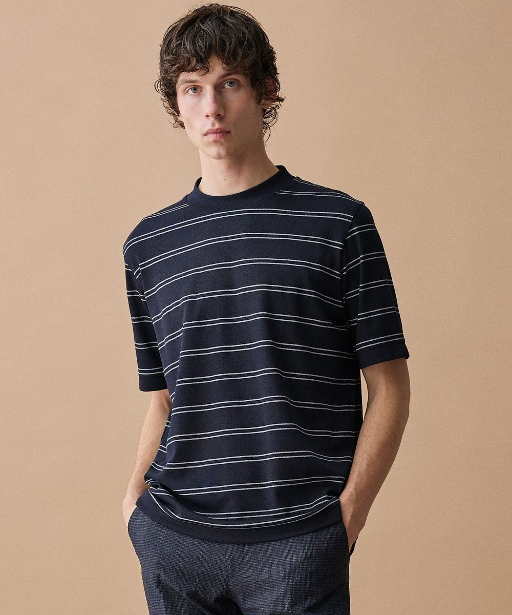 JOSEPH ABBOUD 【エコ素材和紙使用・日本素材を日本縫製 ・軽量・通気性】和紙フライスボーダーＴシャツ 