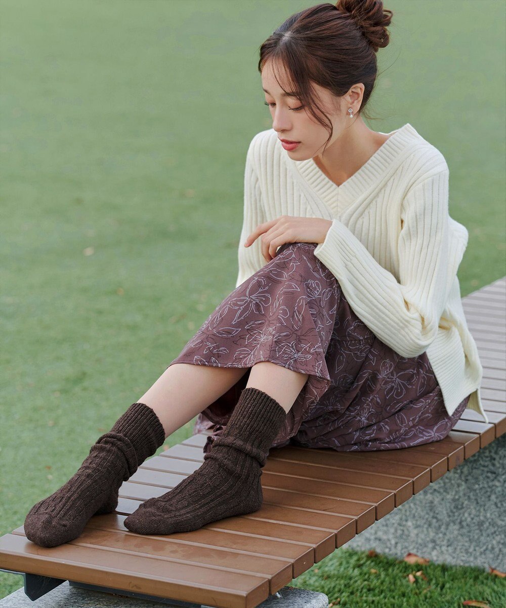 Tiaclasse ケーブル柄編みソックス 