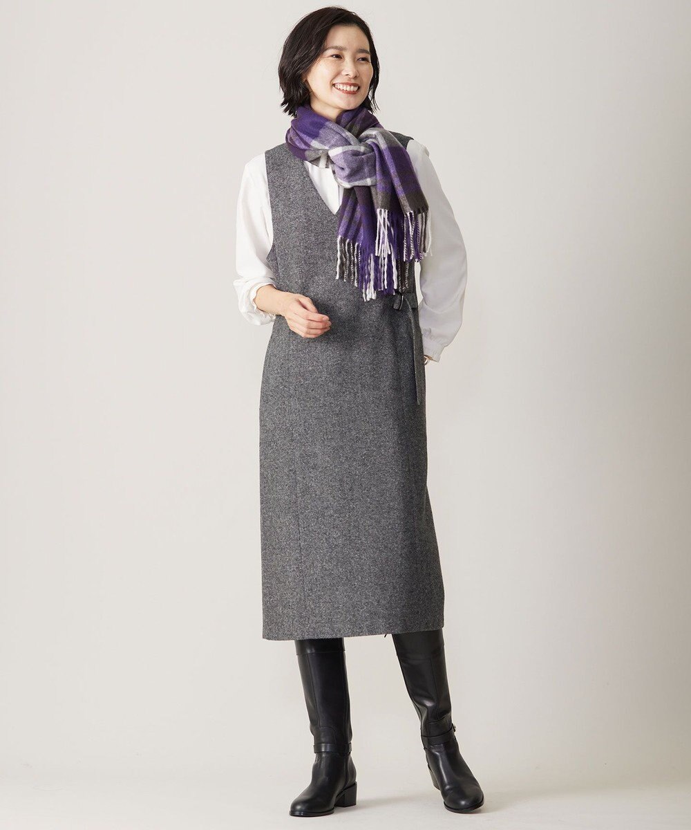 J.PRESS LADIES L 【洗える】ヌーディスバックサテン フリル襟 ブラウス 