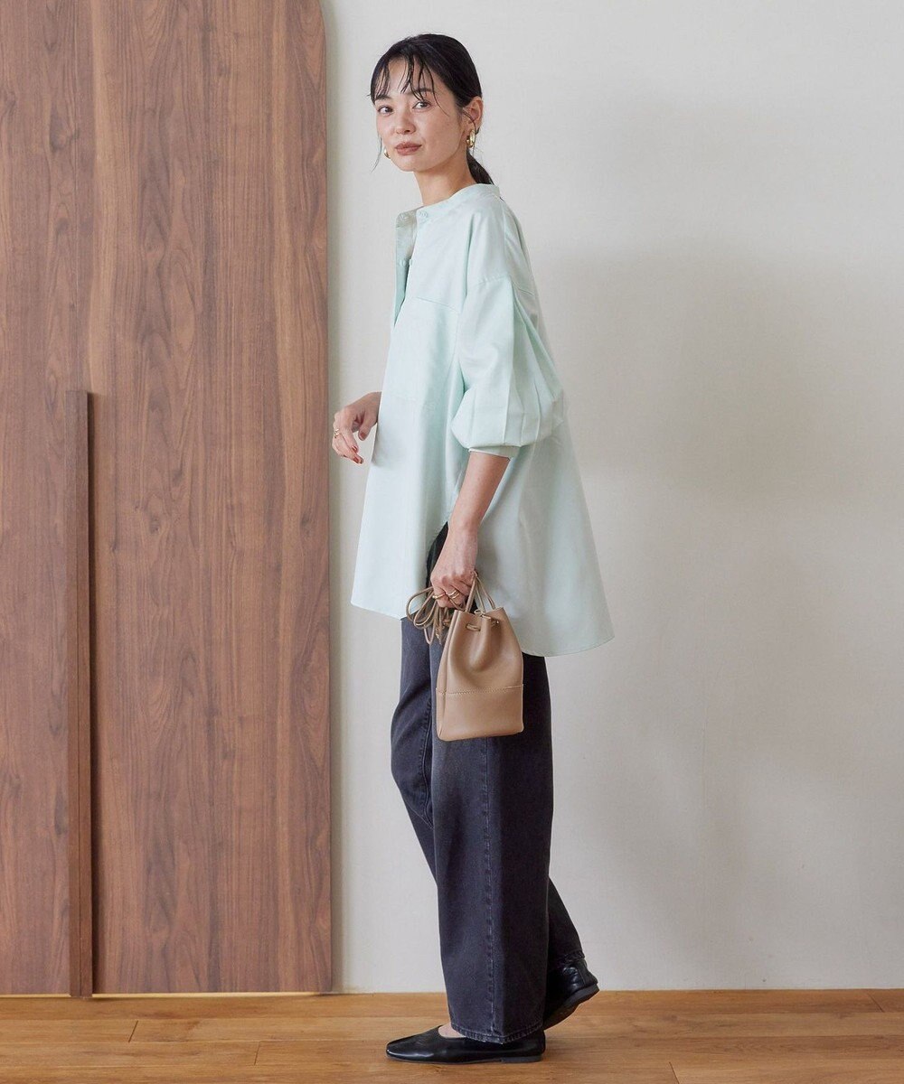 AMERICAN HOLIC イージーケアバンドカラーＷポケットロングシャツ 