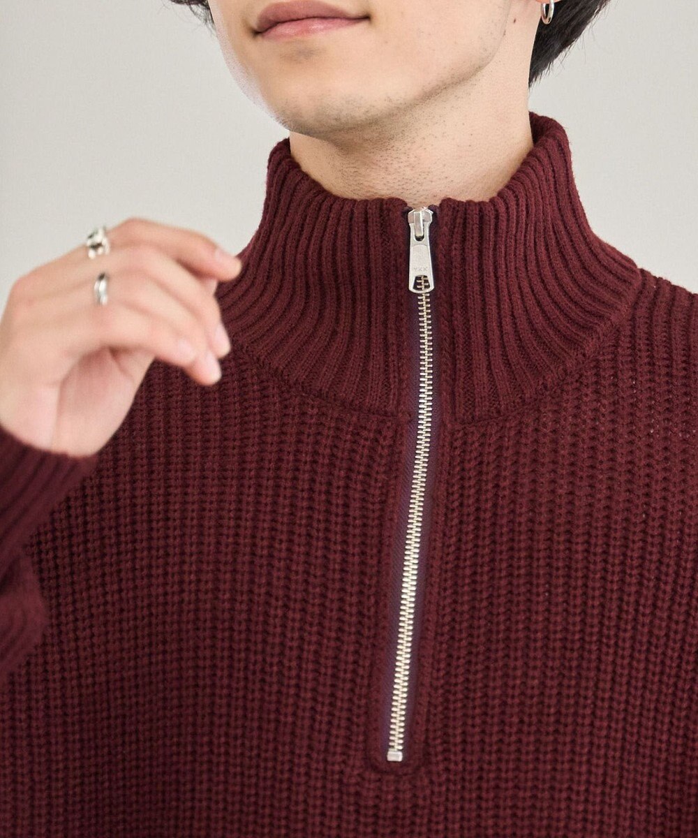 WEGO ルーズフィットハーフZIPプルオーバー 