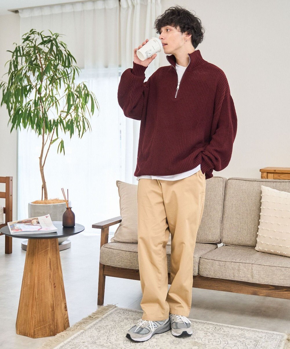 WEGO ルーズフィットハーフZIPプルオーバー 