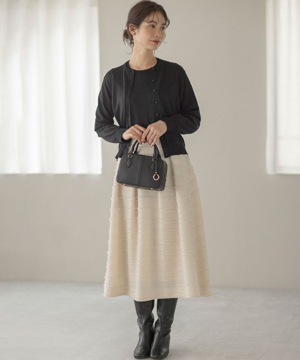 組曲 【WEB限定】ボーダーカットジャカード フレアスカート 