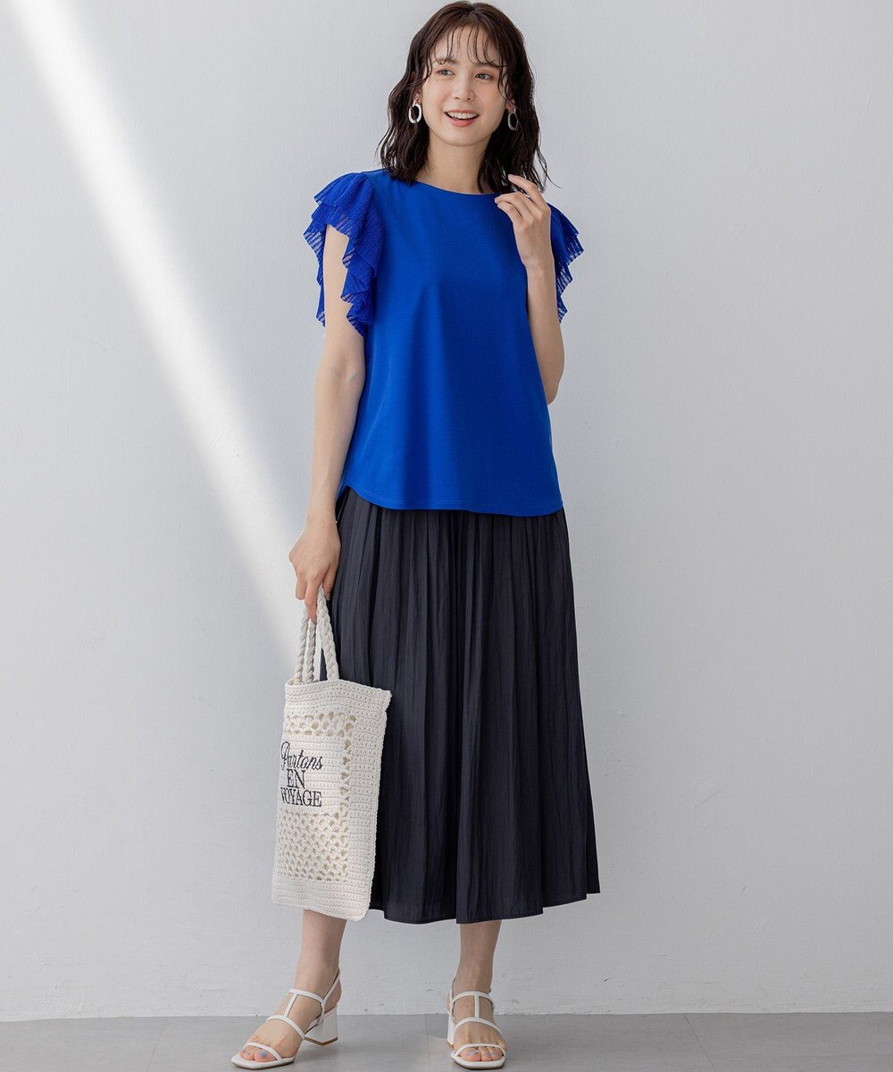 組曲 プリーツコンビフレンチスリーブ カットソー 